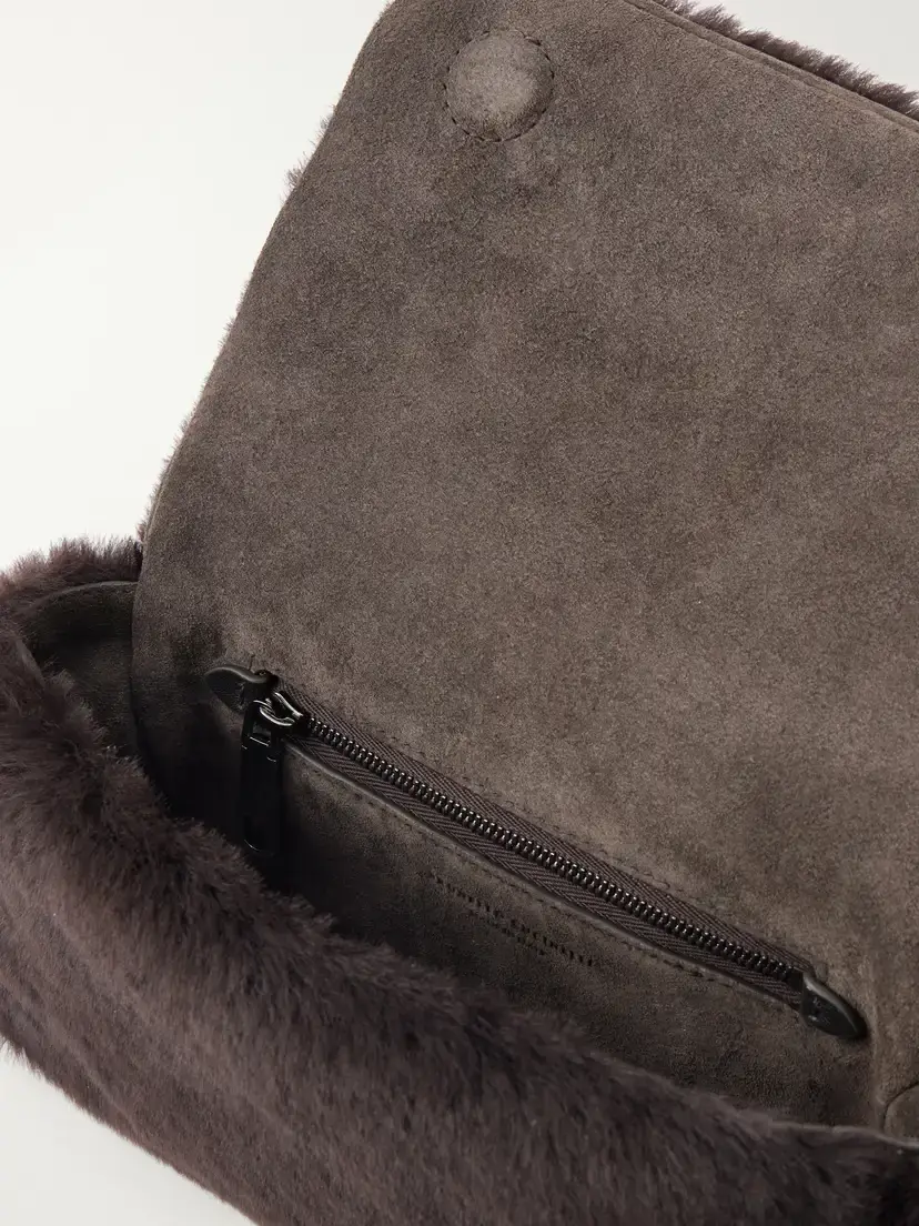 Brunello Cucinelli Bead-embellished Suede-trimmed Shearling Clutch Bag | Thumbnail 6 Brunello Cucinelli Bead-embellished Suede-trimmed Shearling Clutch Bag | Thumbnail 6