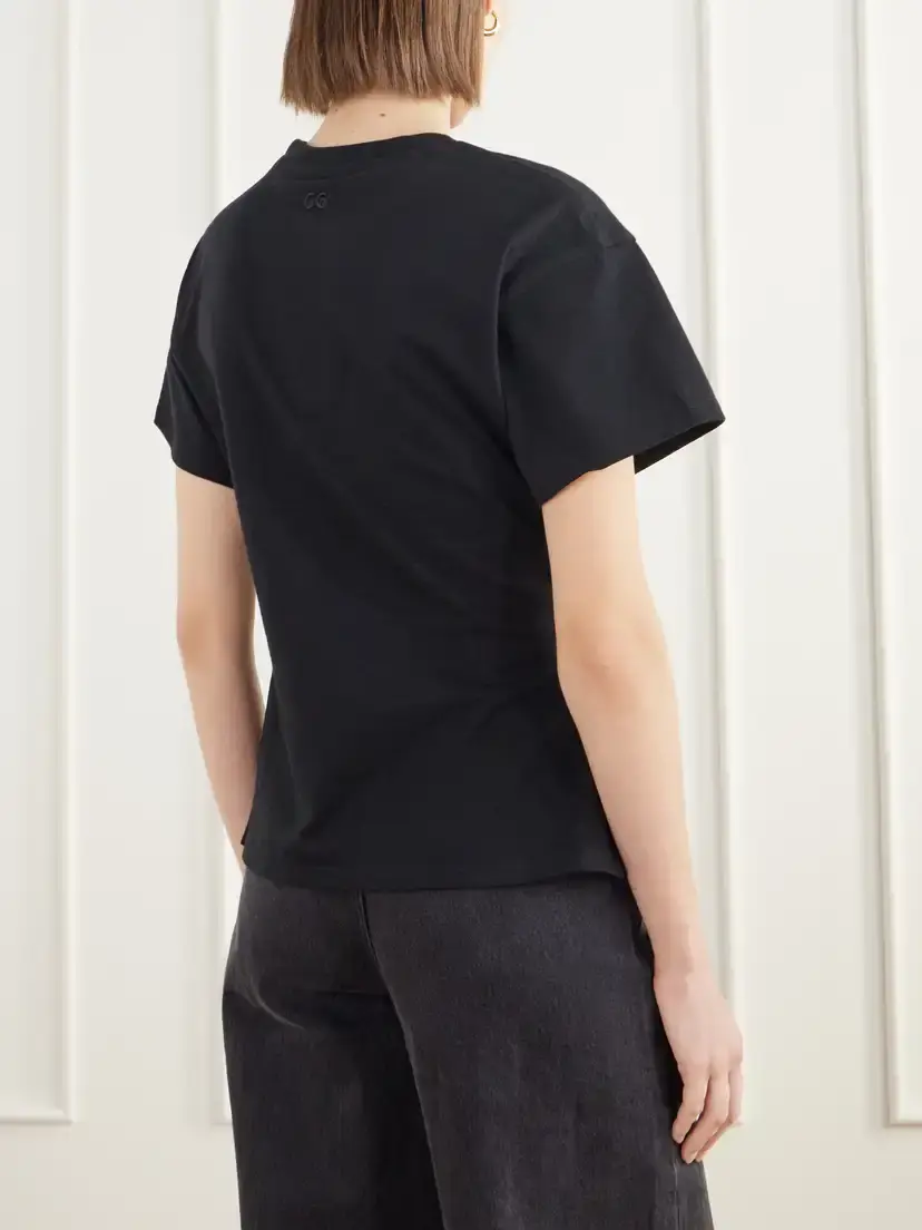 Cult Gaia Cata Asymmetric Pleated Cotton-jersey T-shirt | Thumbnail 4 Cult Gaia Cata Asymmetric Pleated Cotton-jersey T-shirt | Thumbnail 4