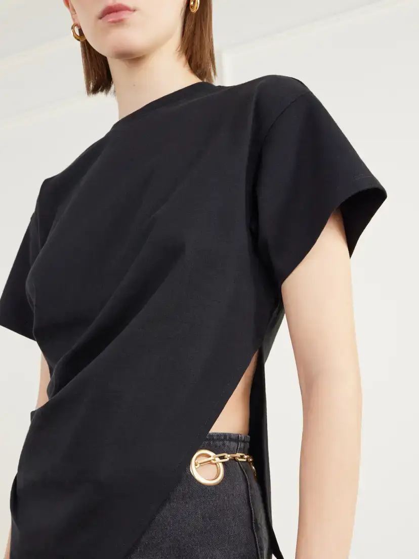 Cult Gaia Cata Asymmetric Pleated Cotton-jersey T-shirt | Thumbnail 5 Cult Gaia Cata Asymmetric Pleated Cotton-jersey T-shirt | Thumbnail 5