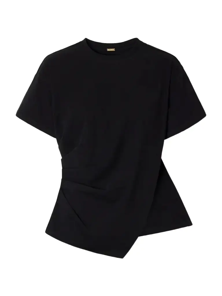 Cult Gaia Cata Asymmetric Pleated Cotton-jersey T-shirt