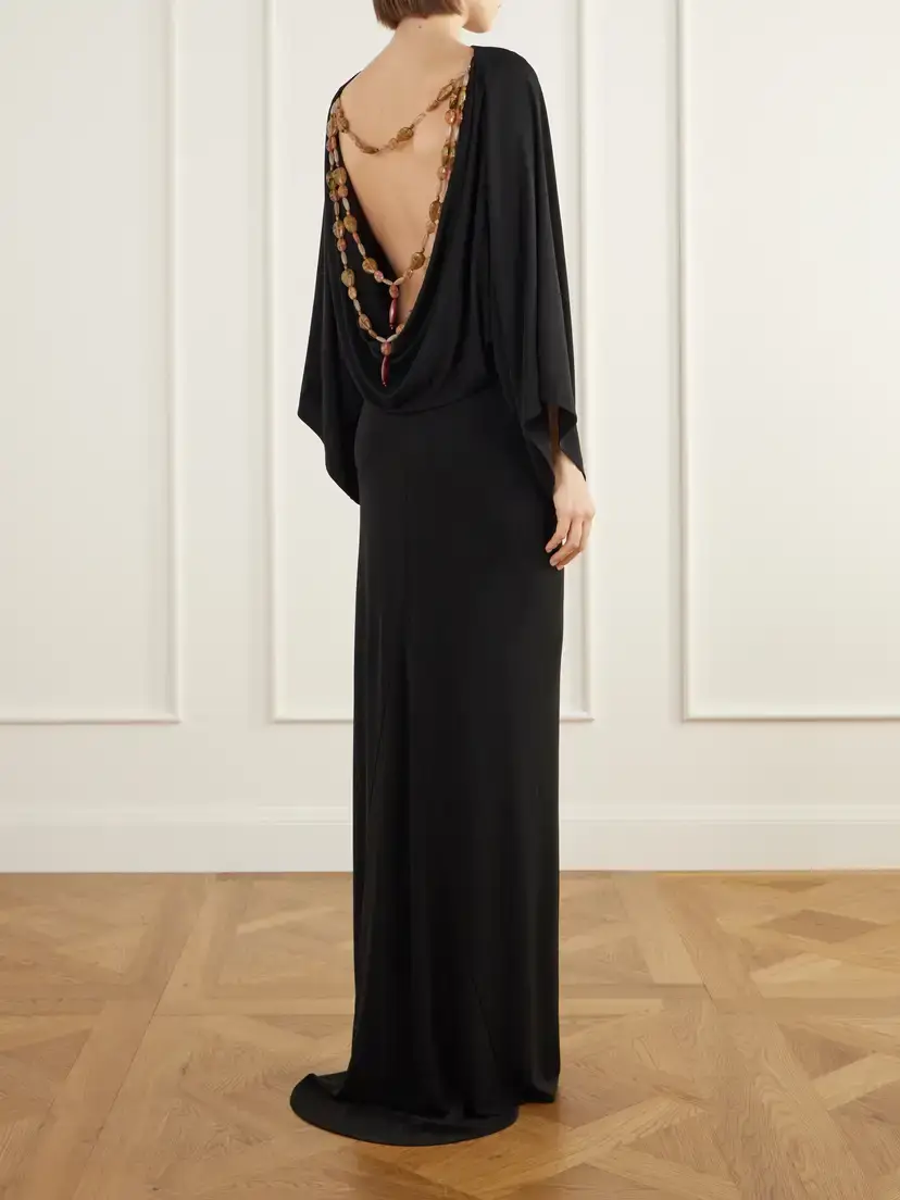 Cult Gaia Pallana Bead-embellished Open-back Stretch-jersey Maxi Dress | Thumbnail 3 Cult Gaia Pallana Bead-embellished Open-back Stretch-jersey Maxi Dress | Thumbnail 3