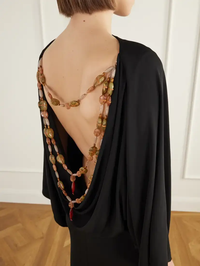 Cult Gaia Pallana Bead-embellished Open-back Stretch-jersey Maxi Dress | Thumbnail 4 Cult Gaia Pallana Bead-embellished Open-back Stretch-jersey Maxi Dress | Thumbnail 4
