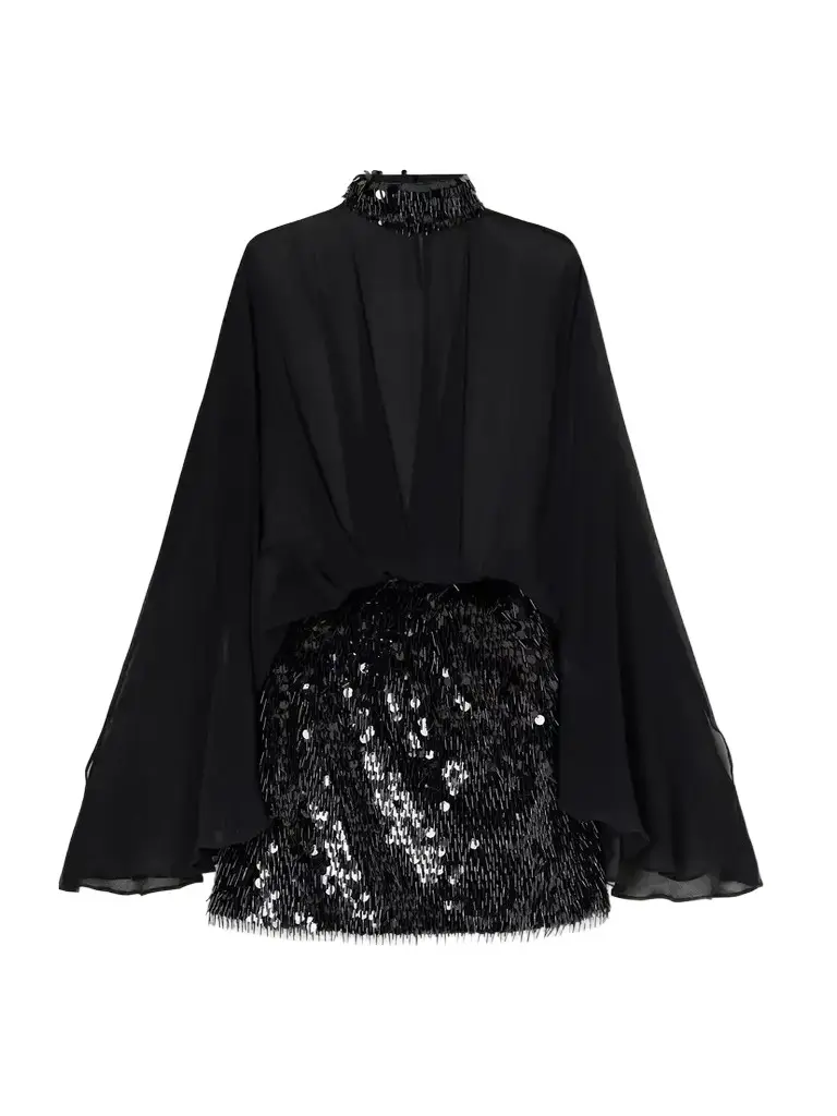 Vamp Sequined Tulle And Silk-crepon Mini Dress Vamp Sequined Tulle And Silk-crepon Mini Dress