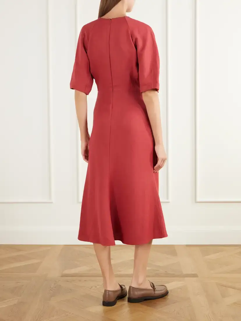 Brunello Cucinelli Paneled Woven Midi Dress | Thumbnail 3 Brunello Cucinelli Paneled Woven Midi Dress | Thumbnail 3