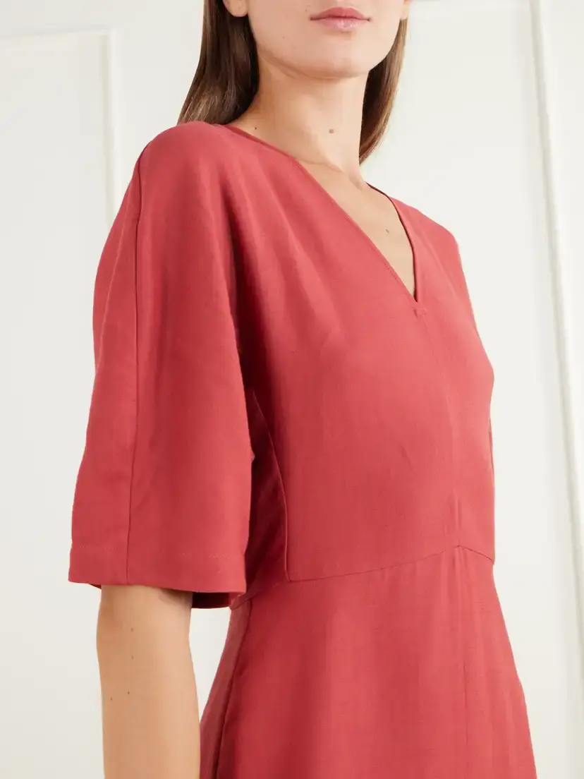 Brunello Cucinelli Paneled Woven Midi Dress | Thumbnail 4 Brunello Cucinelli Paneled Woven Midi Dress | Thumbnail 4