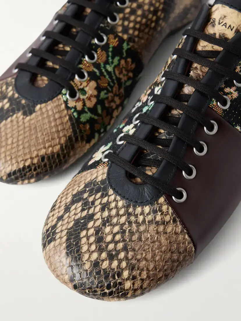 Dries Van Noten Patchwork Floral Jacquard-trimmed Leather Sneakers | Thumbnail 5 Dries Van Noten Patchwork Floral Jacquard-trimmed Leather Sneakers | Thumbnail 5