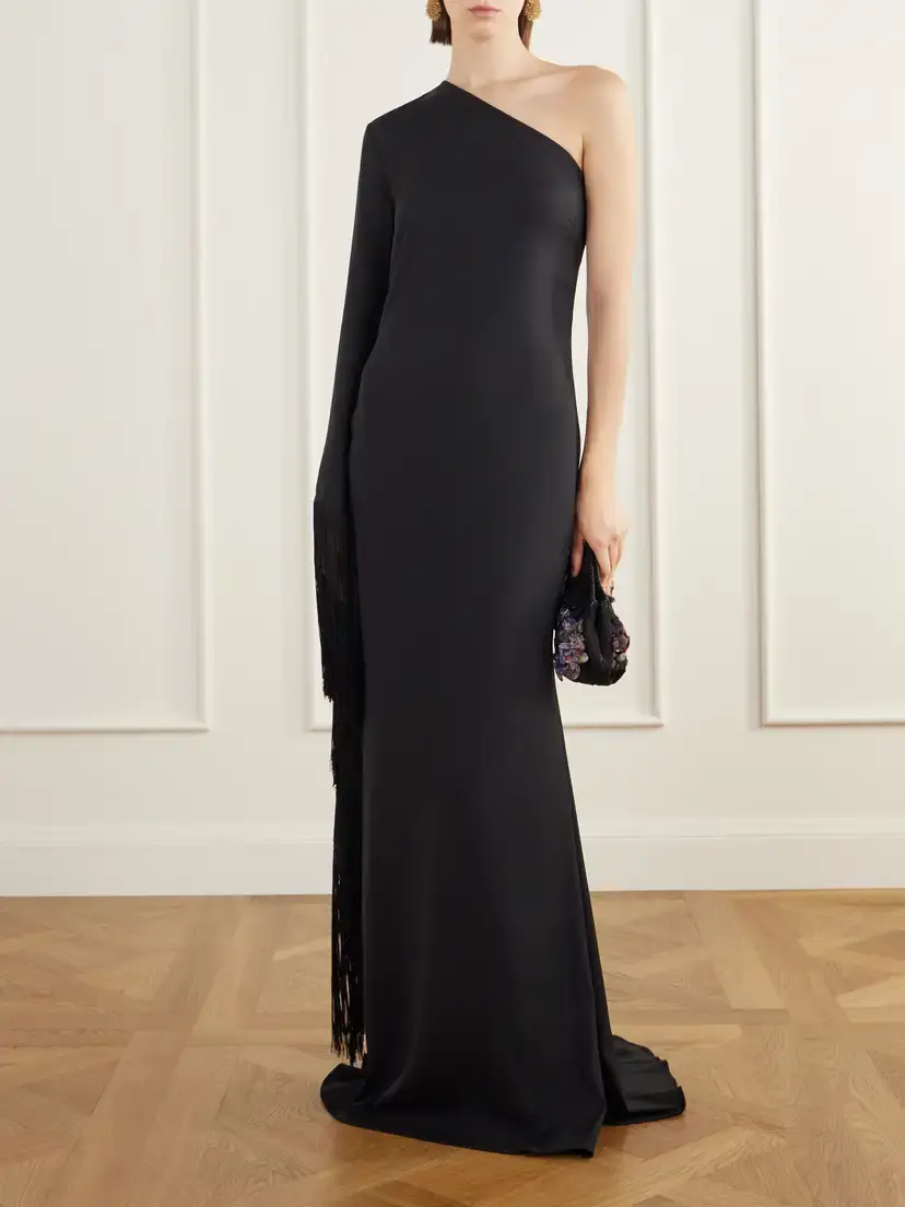 Taller Marmo Viper One-shoulder Fringed Crepe Gown | Thumbnail 2 Taller Marmo Viper One-shoulder Fringed Crepe Gown | Thumbnail 2