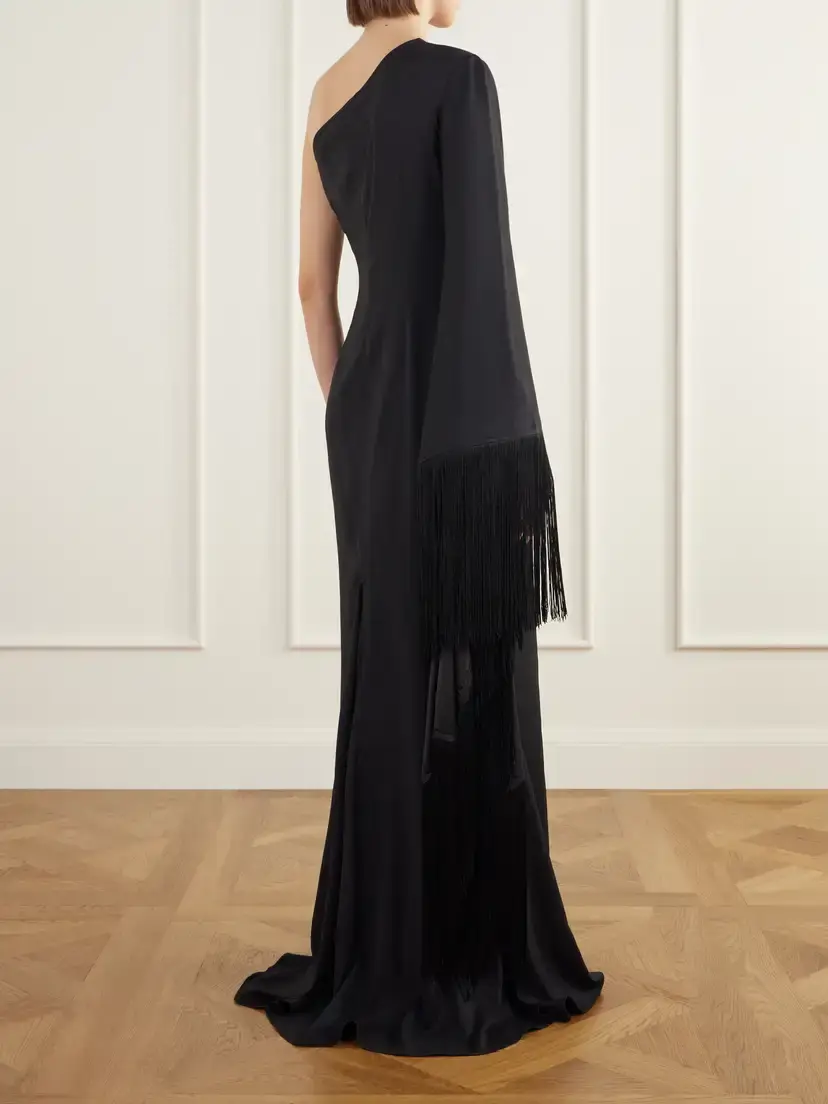 Taller Marmo Viper One-shoulder Fringed Crepe Gown | Thumbnail 3 Taller Marmo Viper One-shoulder Fringed Crepe Gown | Thumbnail 3