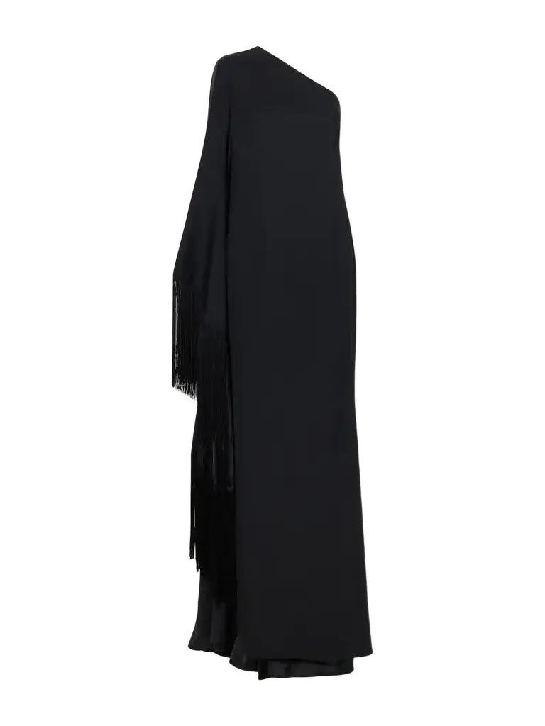 Viper One-shoulder Fringed Crepe Gown Viper One-shoulder Fringed Crepe Gown
