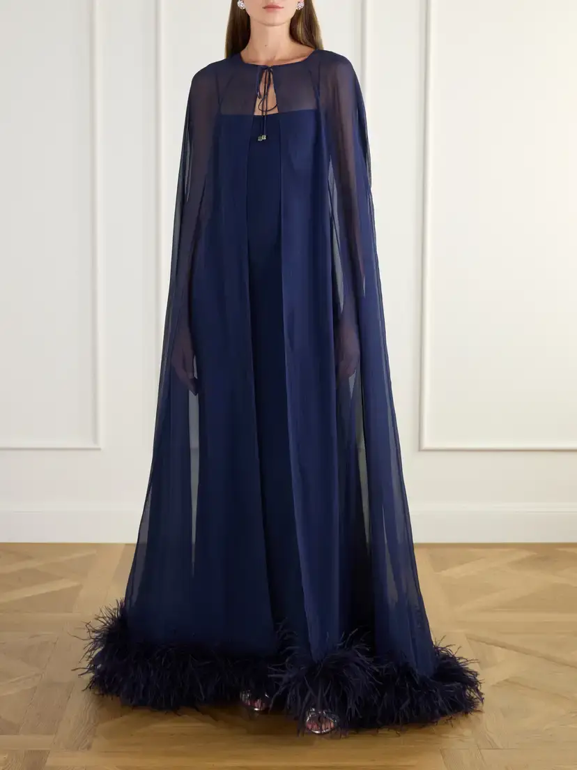 Taller Marmo Grace Feather-trimmed Silk-chiffon Gown | Thumbnail 2 Taller Marmo Grace Feather-trimmed Silk-chiffon Gown | Thumbnail 2