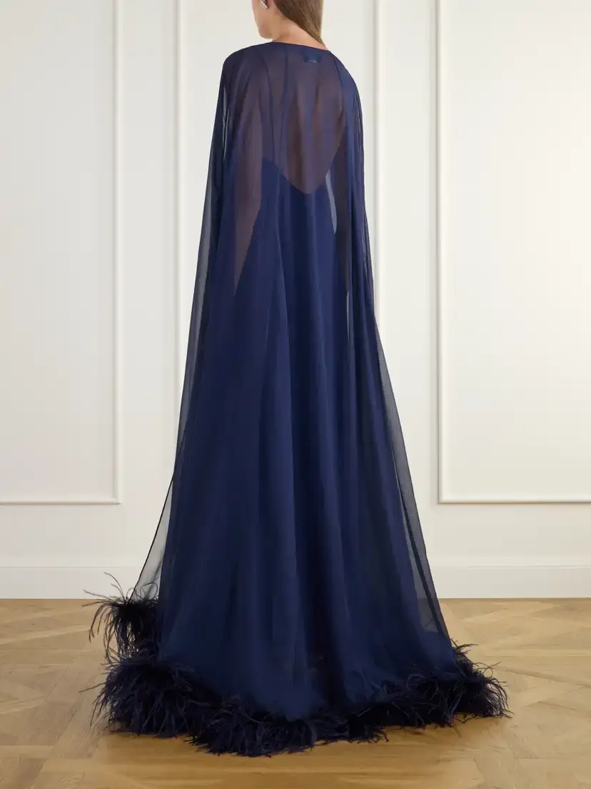Taller Marmo Grace Feather-trimmed Silk-chiffon Gown | Thumbnail 3 Taller Marmo Grace Feather-trimmed Silk-chiffon Gown | Thumbnail 3