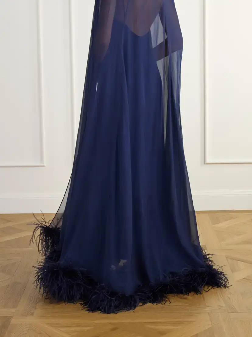 Taller Marmo Grace Feather-trimmed Silk-chiffon Gown | Thumbnail 5 Taller Marmo Grace Feather-trimmed Silk-chiffon Gown | Thumbnail 5