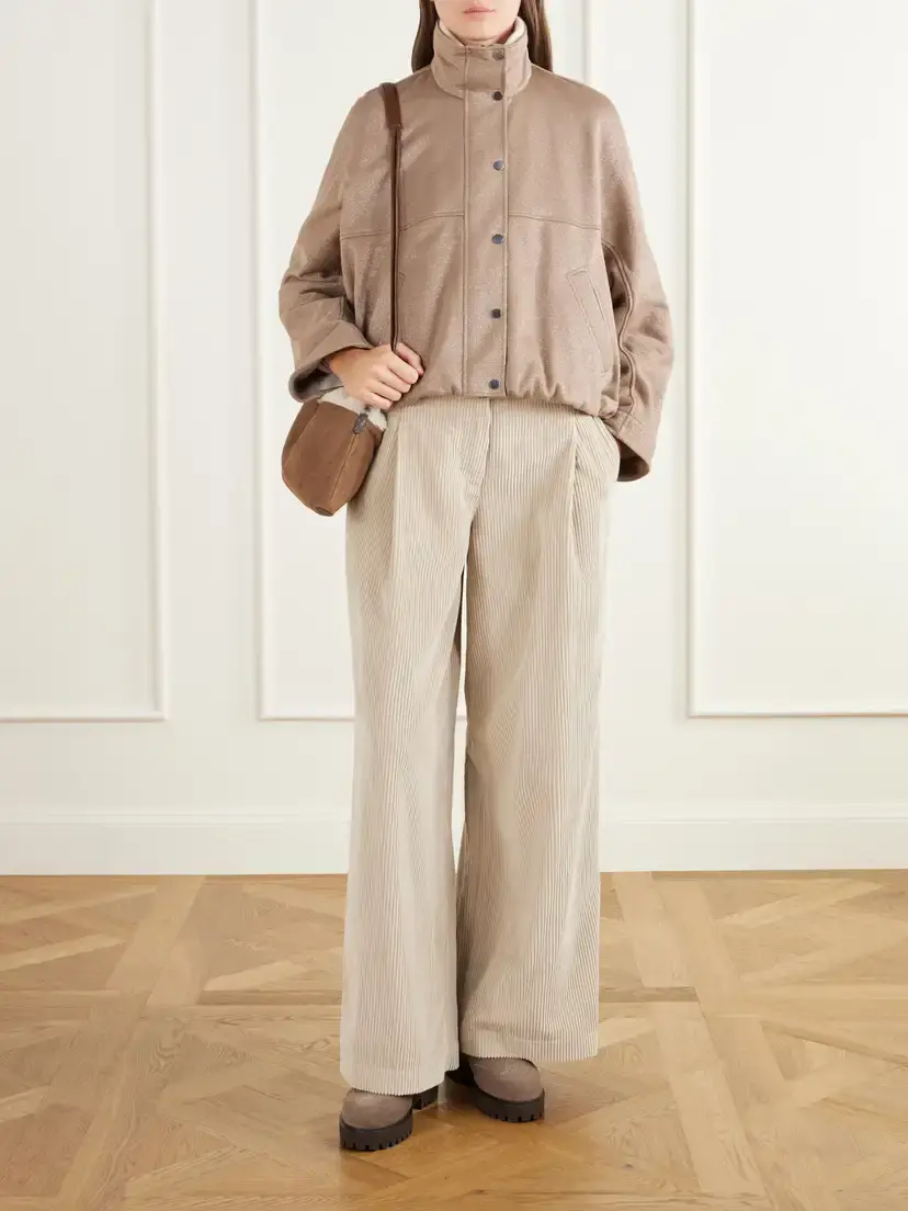 Brunello Cucinelli Bead-embellished Shearling-trimmed Full-grain Leather Clutch | Thumbnail 3 Brunello Cucinelli Bead-embellished Shearling-trimmed Full-grain Leather Clutch | Thumbnail 3