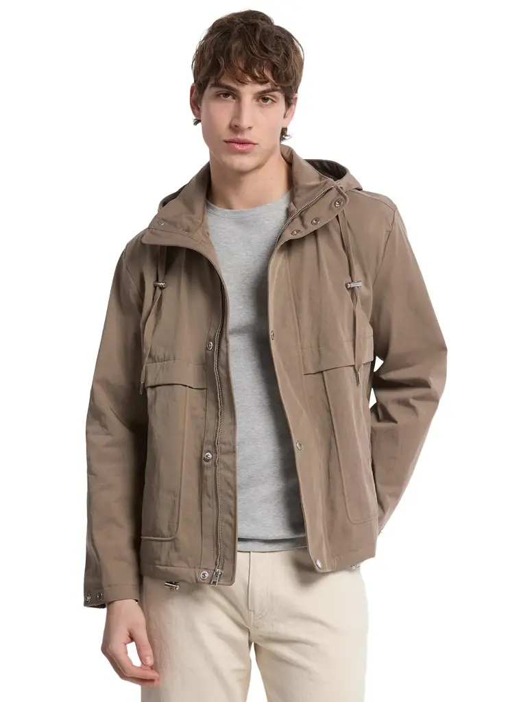 Michael Kors Collection Nylon Twill Windbreaker Jacket in Brown