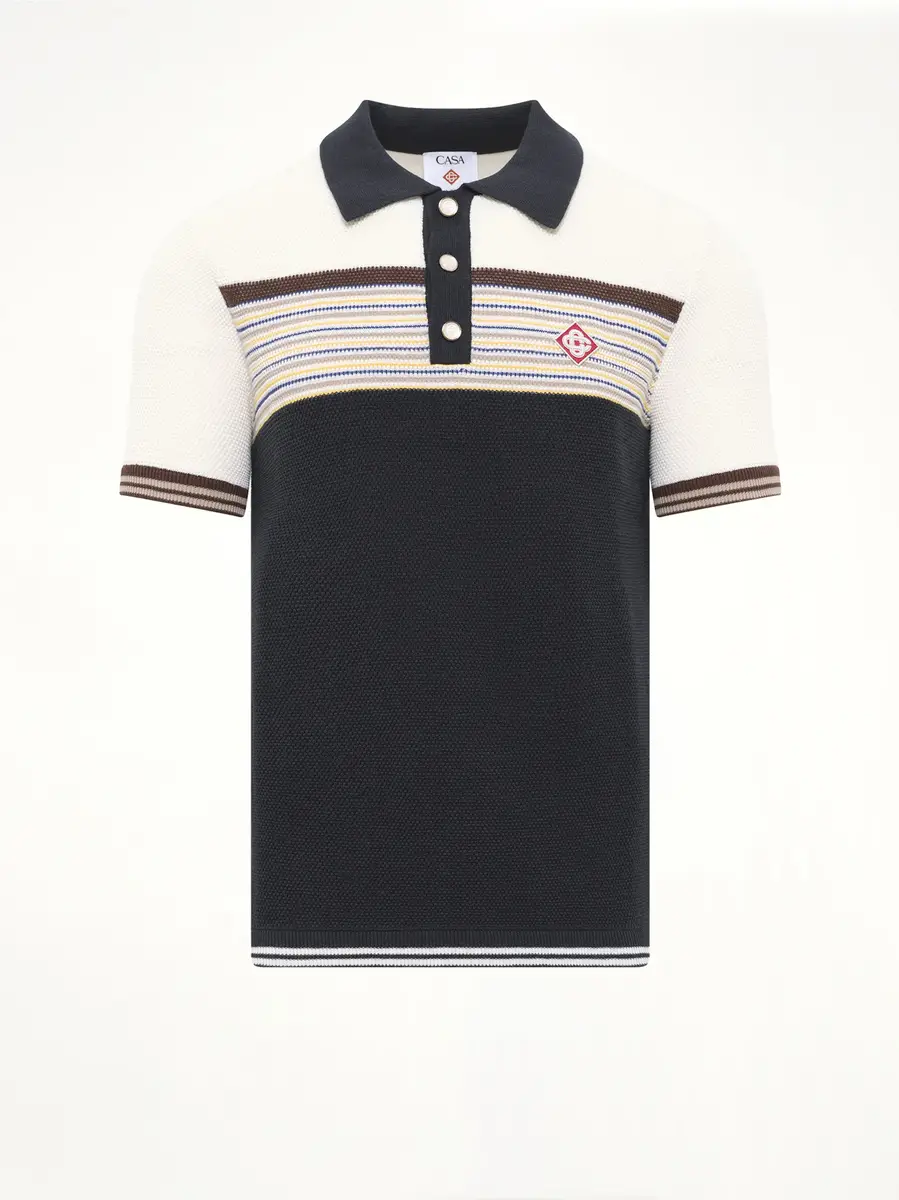 Casablanca Cafe Stripe Polo Shirt in Multicolour | Thumbnail 2 Casablanca Cafe Stripe Polo Shirt in Multicolour | Thumbnail 2