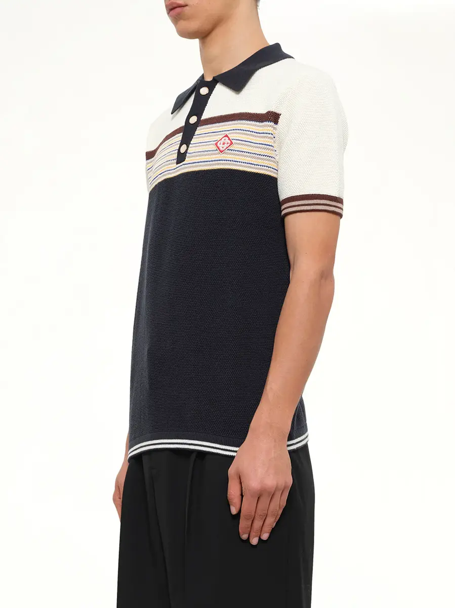 Casablanca Cafe Stripe Polo Shirt in Multicolour | Thumbnail 3 Casablanca Cafe Stripe Polo Shirt in Multicolour | Thumbnail 3