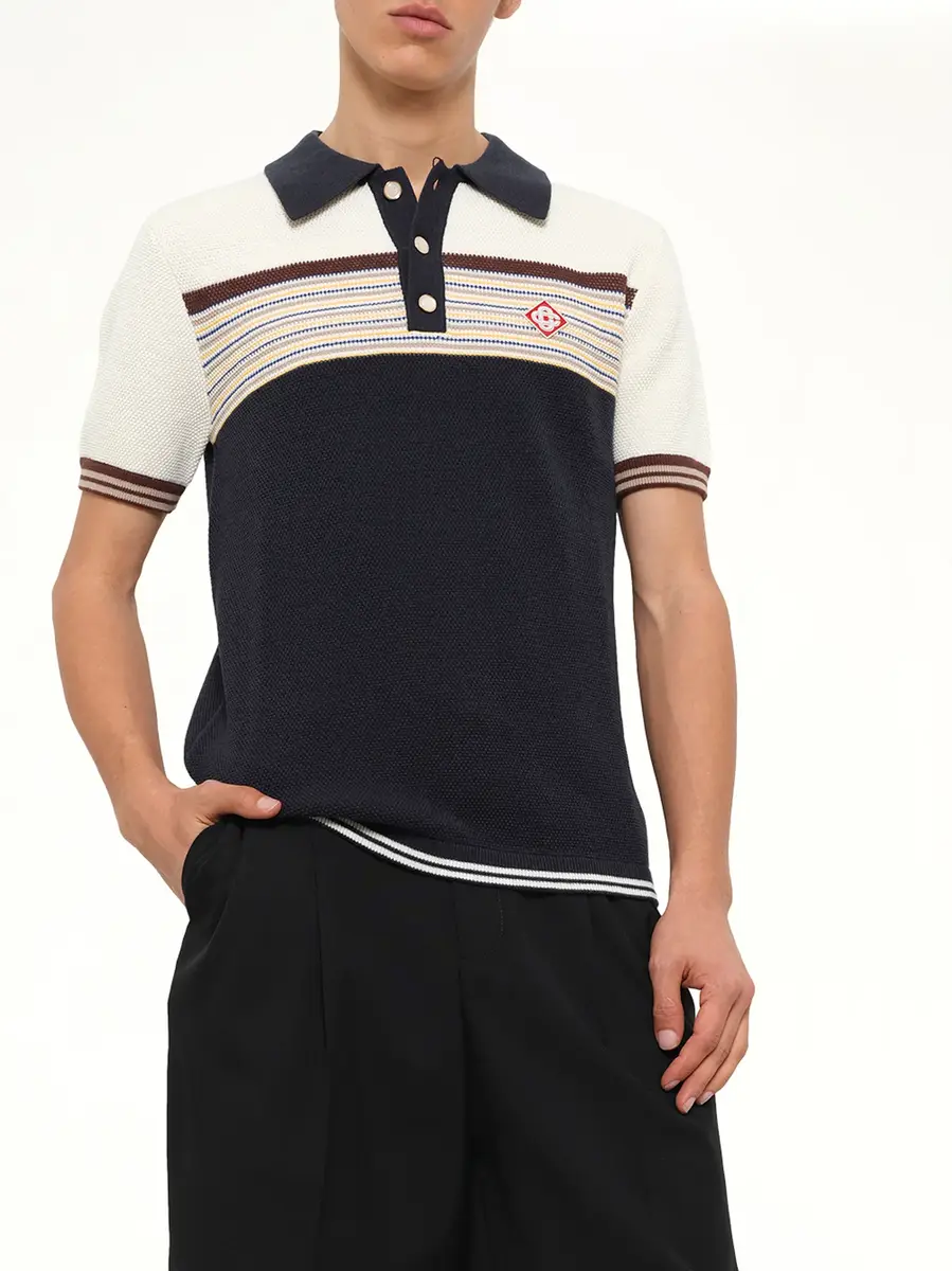 Casablanca Cafe Stripe Polo Shirt in Multicolour | Thumbnail 6 Casablanca Cafe Stripe Polo Shirt in Multicolour | Thumbnail 6