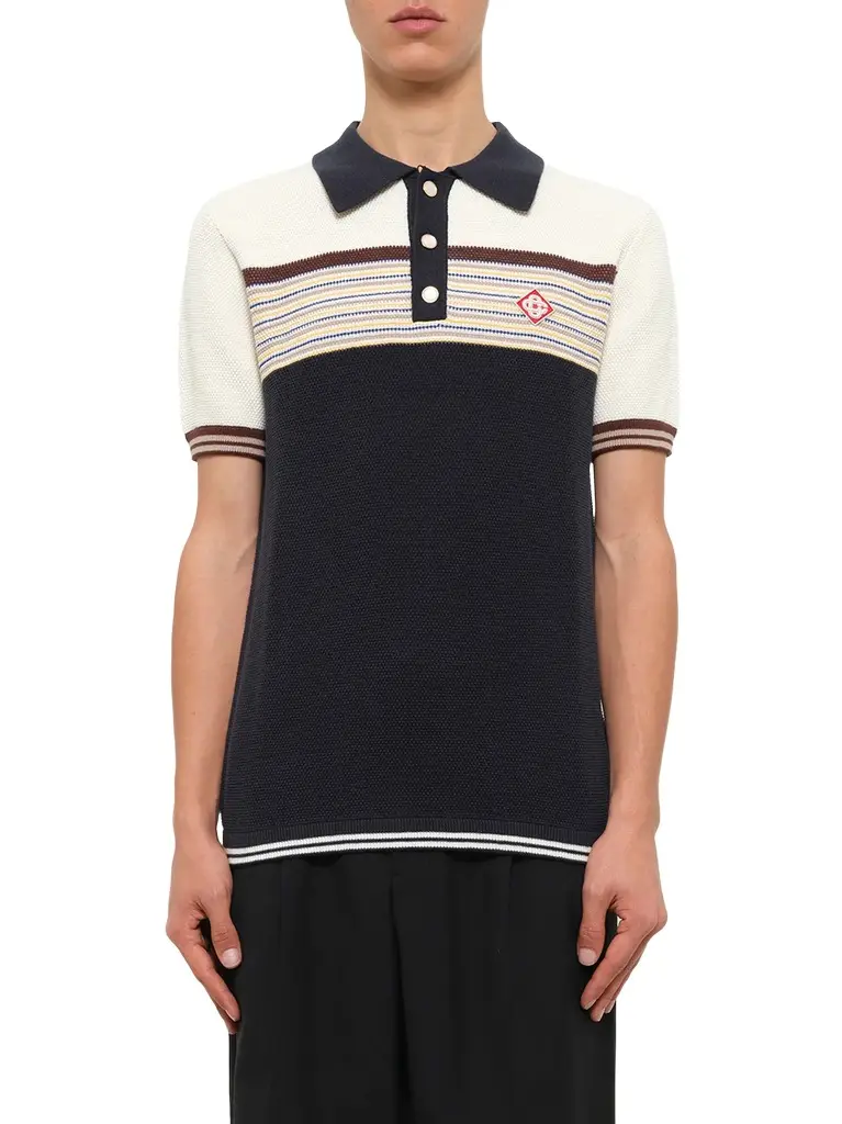 Casablanca Cafe Stripe Polo Shirt in Multicolour
