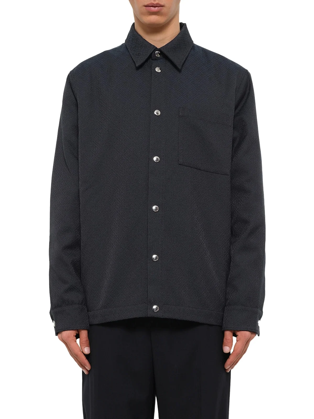 Casablanca Poly Cotton Quilted Shirt in Dark Teal