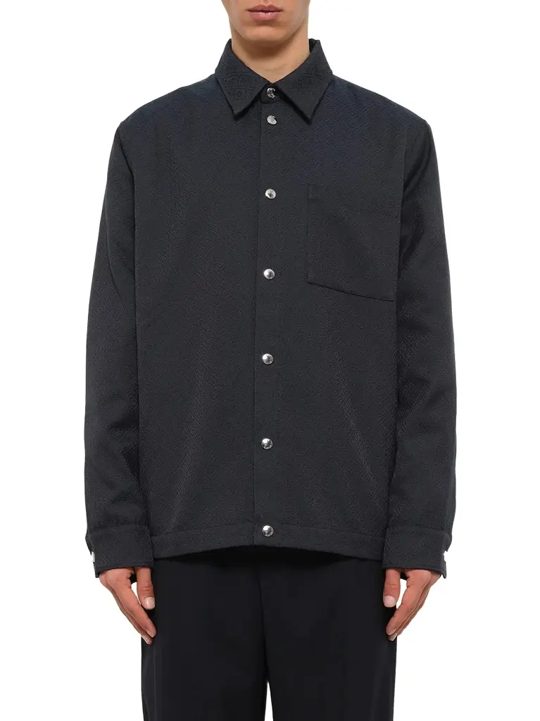 Casablanca Poly Cotton Quilted Shirt in Dark Teal