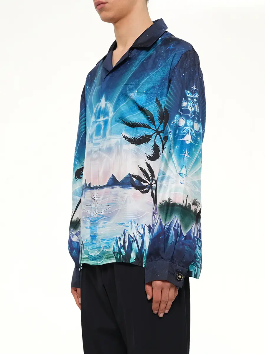 Casablanca Crystal Alchemy Cuban Collar LS Shirt in Multicolour | Thumbnail 3 Casablanca Crystal Alchemy Cuban Collar LS Shirt in Multicolour | Thumbnail 3