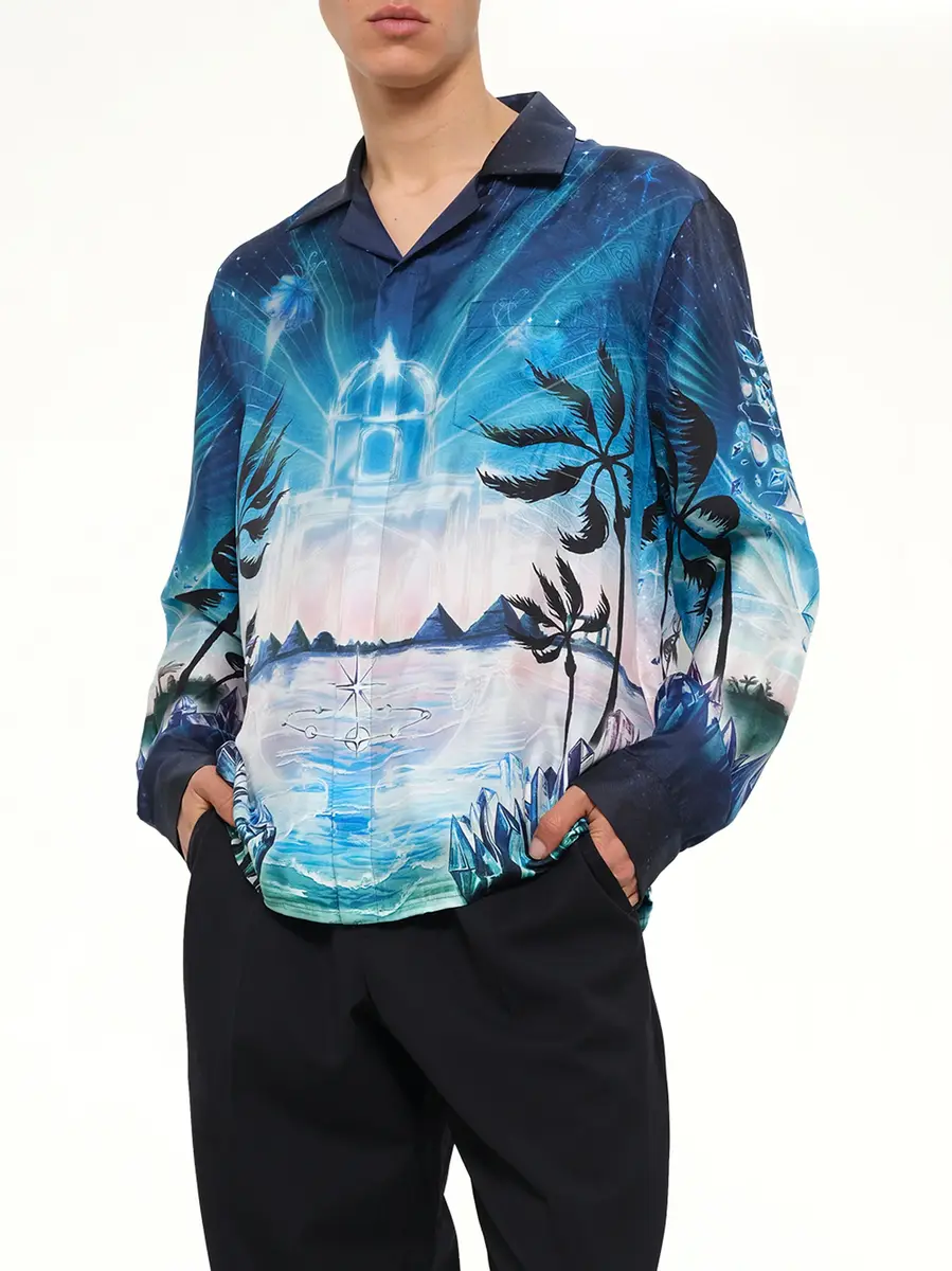 Casablanca Crystal Alchemy Cuban Collar LS Shirt in Multicolour | Thumbnail 6 Casablanca Crystal Alchemy Cuban Collar LS Shirt in Multicolour | Thumbnail 6