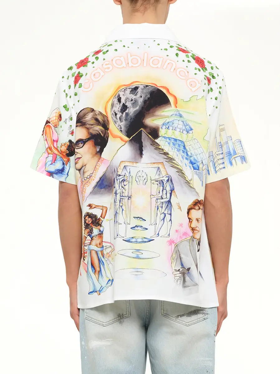Casablanca Egyptian Arts Cuban Collar SS Shirt in Multicolour | Thumbnail 5