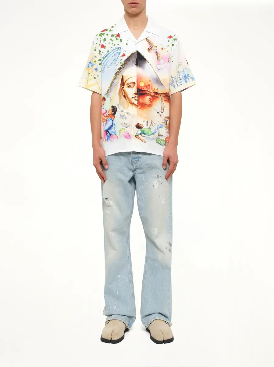 Casablanca Egyptian Arts Cuban Collar SS Shirt in Multicolour | Thumbnail 7