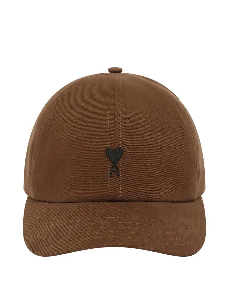 AMI PARIS Ami De Coeur Embroidery Cap in Chocolate Brown