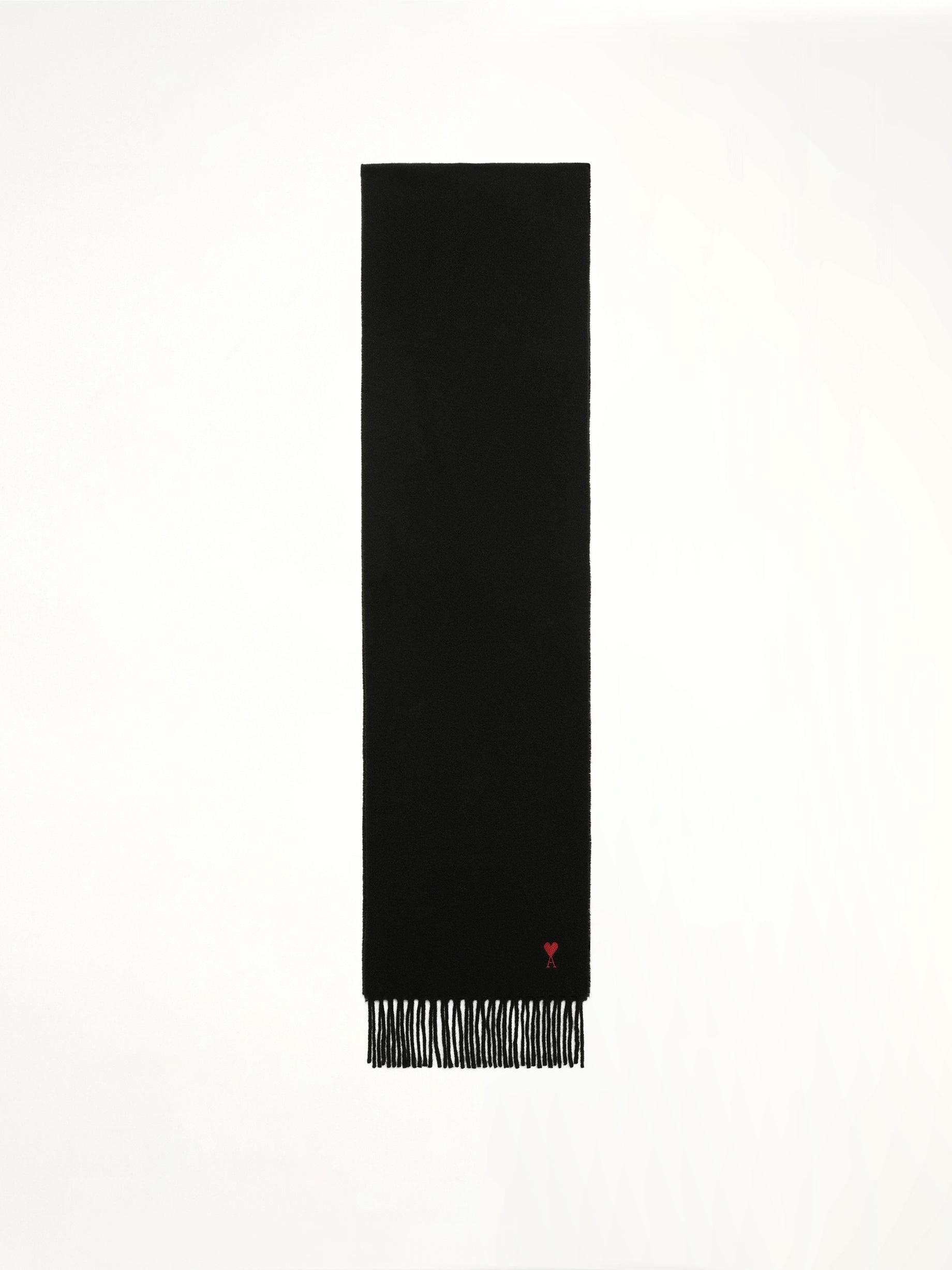 AMI PARIS Wool Scarf With Red Ami De Coeur Embroidery