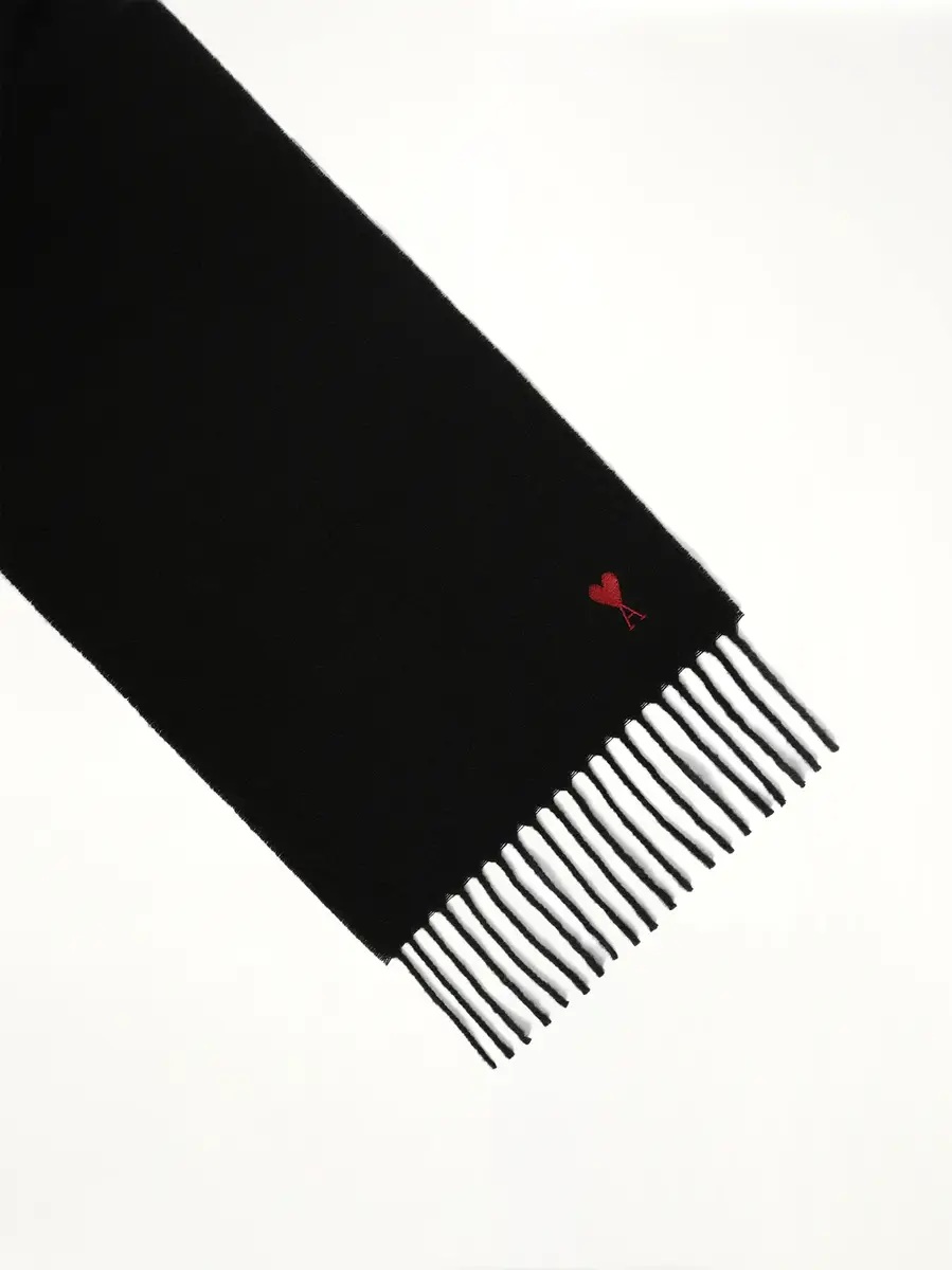 AMI PARIS Wool Scarf With Red Ami De Coeur Embroidery | Thumbnail 2