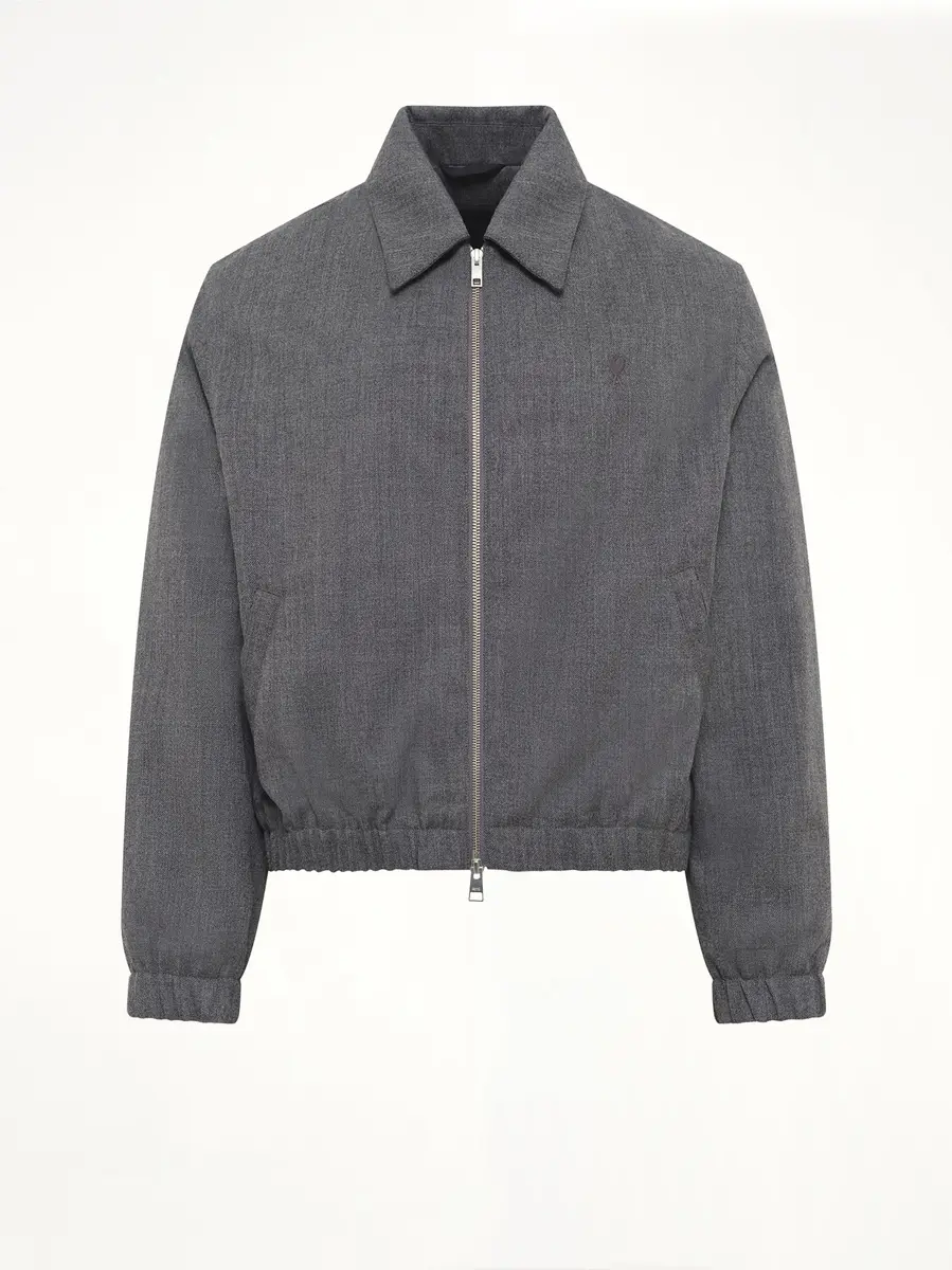 AMI PARIS Ami De Coeur Padded Zipped Jacket Charcoal | Thumbnail 2 AMI PARIS Ami De Coeur Padded Zipped Jacket Charcoal | Thumbnail 2
