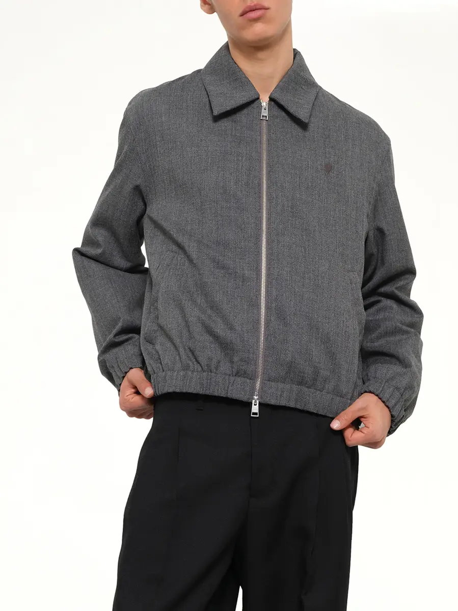 AMI PARIS Ami De Coeur Padded Zipped Jacket Charcoal | Thumbnail 6 AMI PARIS Ami De Coeur Padded Zipped Jacket Charcoal | Thumbnail 6