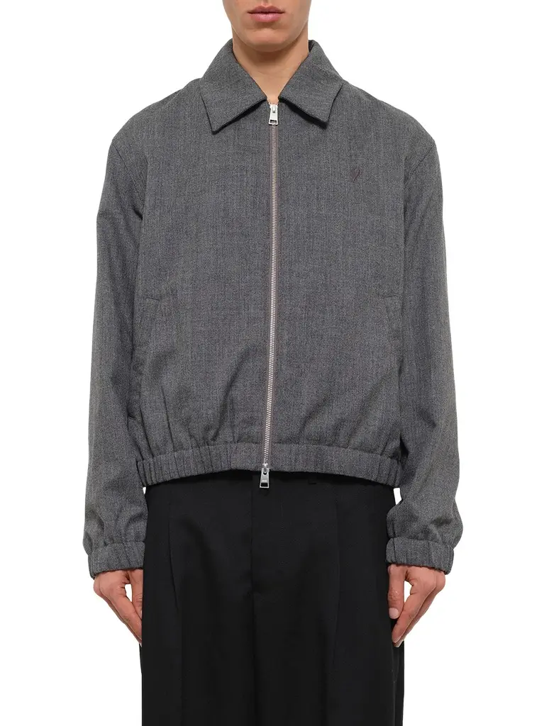 AMI PARIS Ami De Coeur Padded Zipped Jacket Charcoal