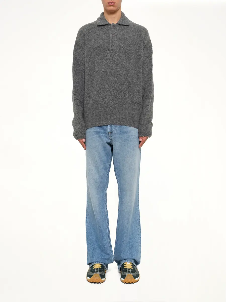 AMI PARIS Ami Polo Sweater in Charcoal Grey | Thumbnail 7 AMI PARIS Ami Polo Sweater in Charcoal Grey | Thumbnail 7