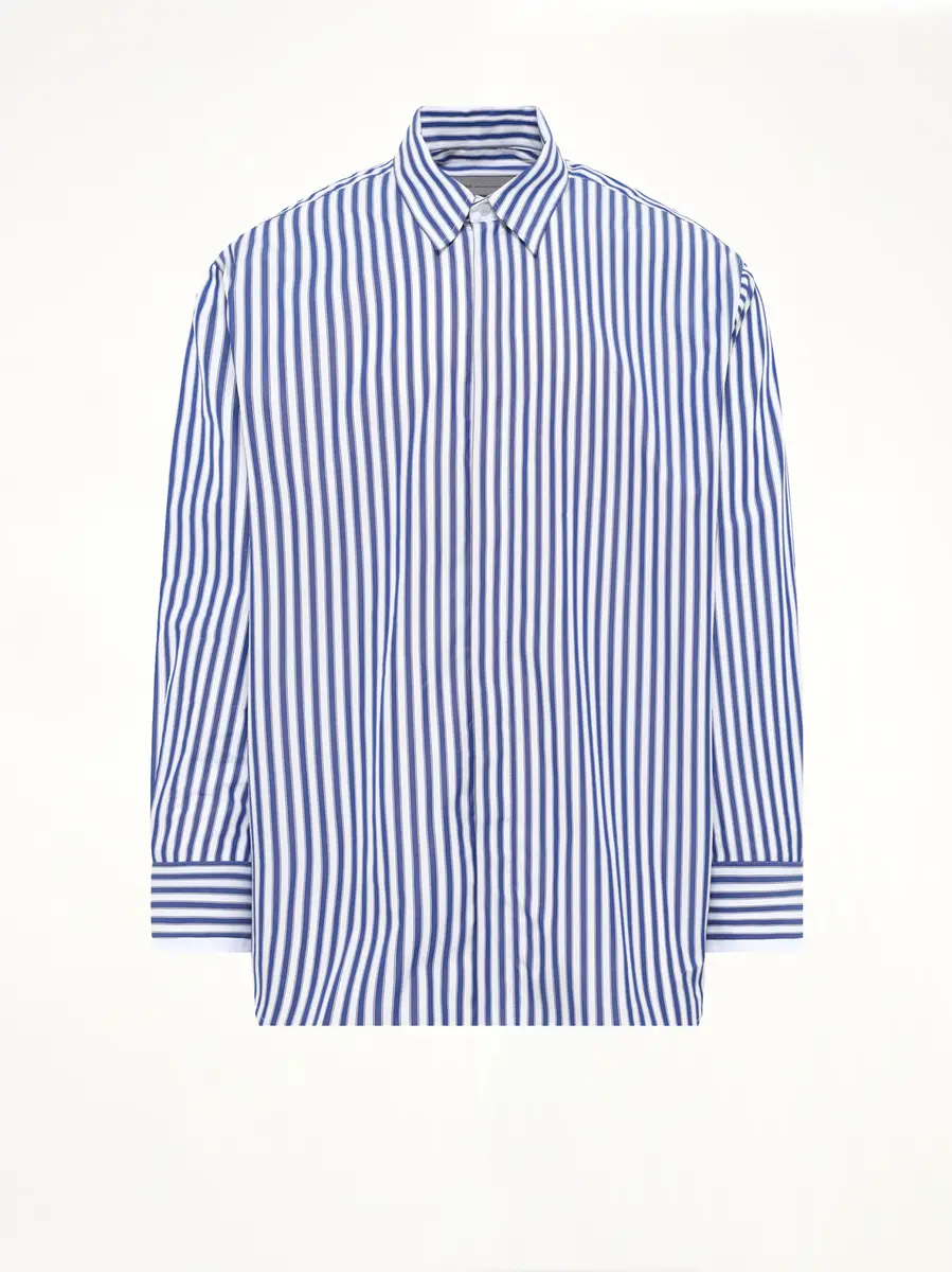 AMI PARIS Double Sleeves Large Fit Shirt in Blue Stripe | Thumbnail 2