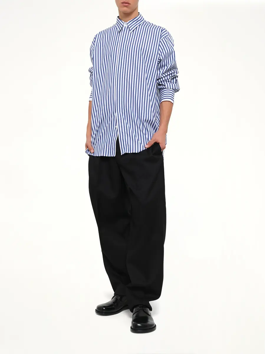 AMI PARIS Double Sleeves Large Fit Shirt in Blue Stripe | Thumbnail 4
