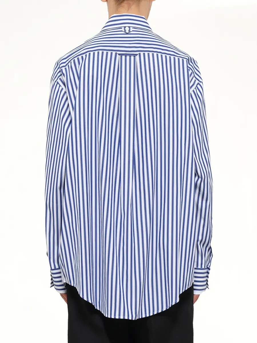 AMI PARIS Double Sleeves Large Fit Shirt in Blue Stripe | Thumbnail 5