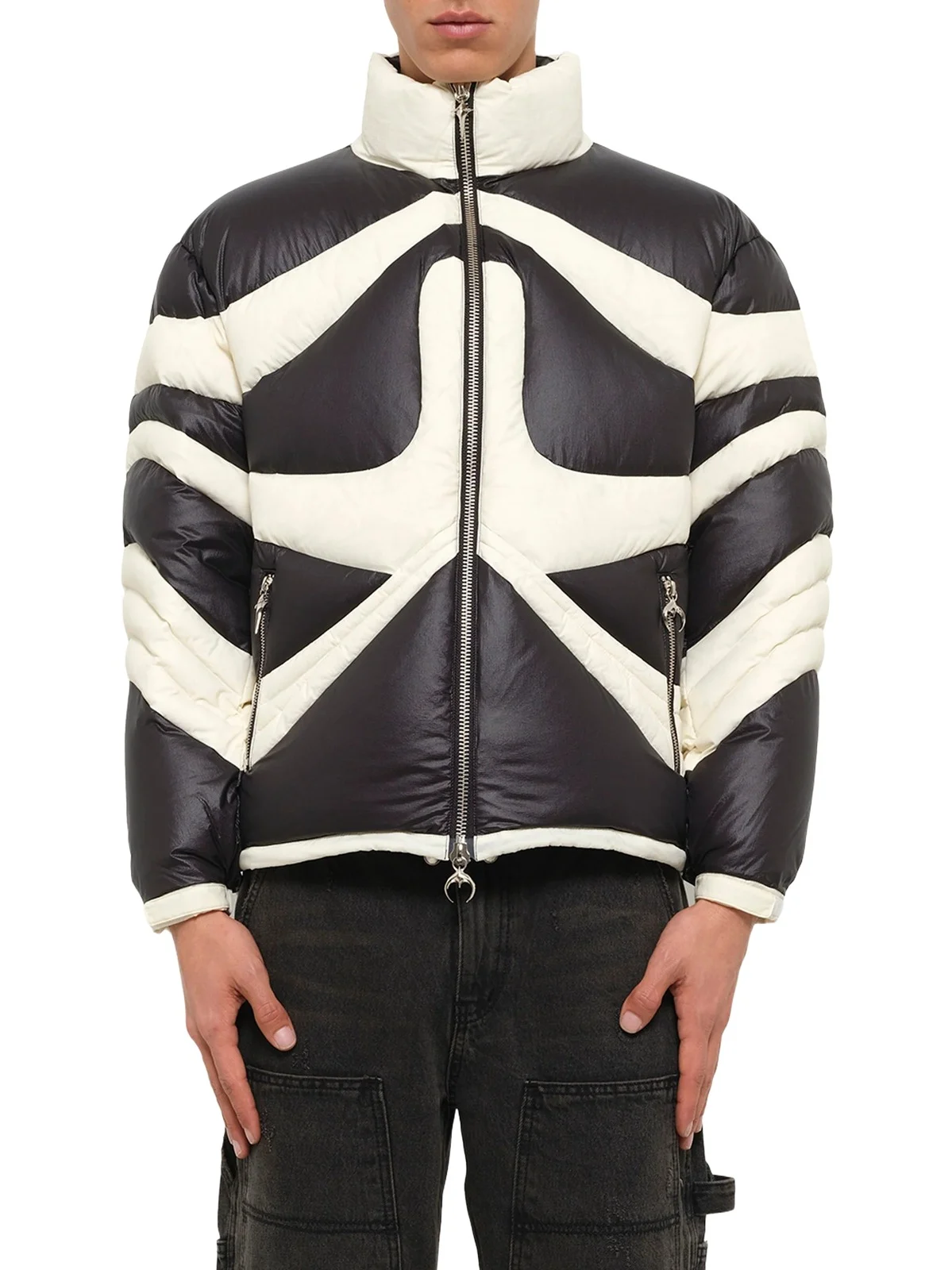THUG CLUB TC Dunk Puffer Jacket in Black/ivory