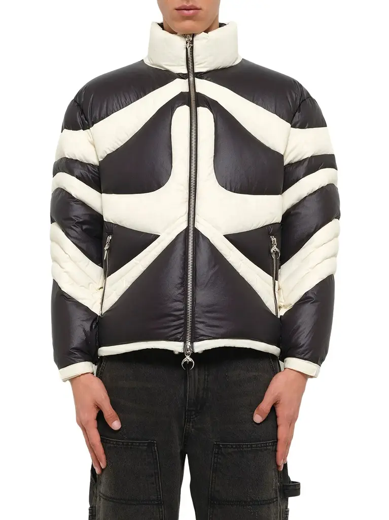 THUG CLUB TC Dunk Puffer Jacket in Black/ivory