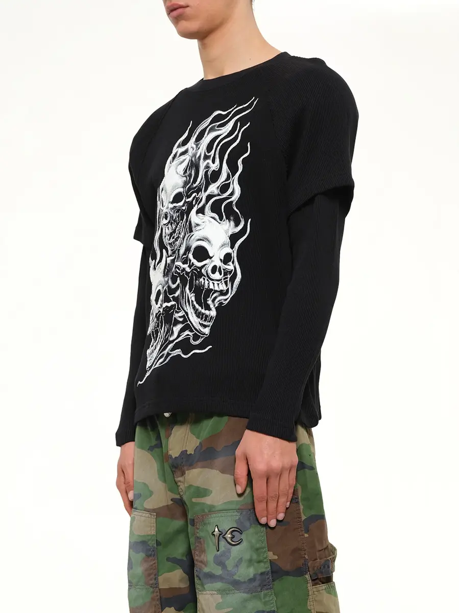 THUG CLUB Bulk Shoulder Three Riding Skull Layered T-shirt | Thumbnail 3 THUG CLUB Bulk Shoulder Three Riding Skull Layered T-shirt | Thumbnail 3