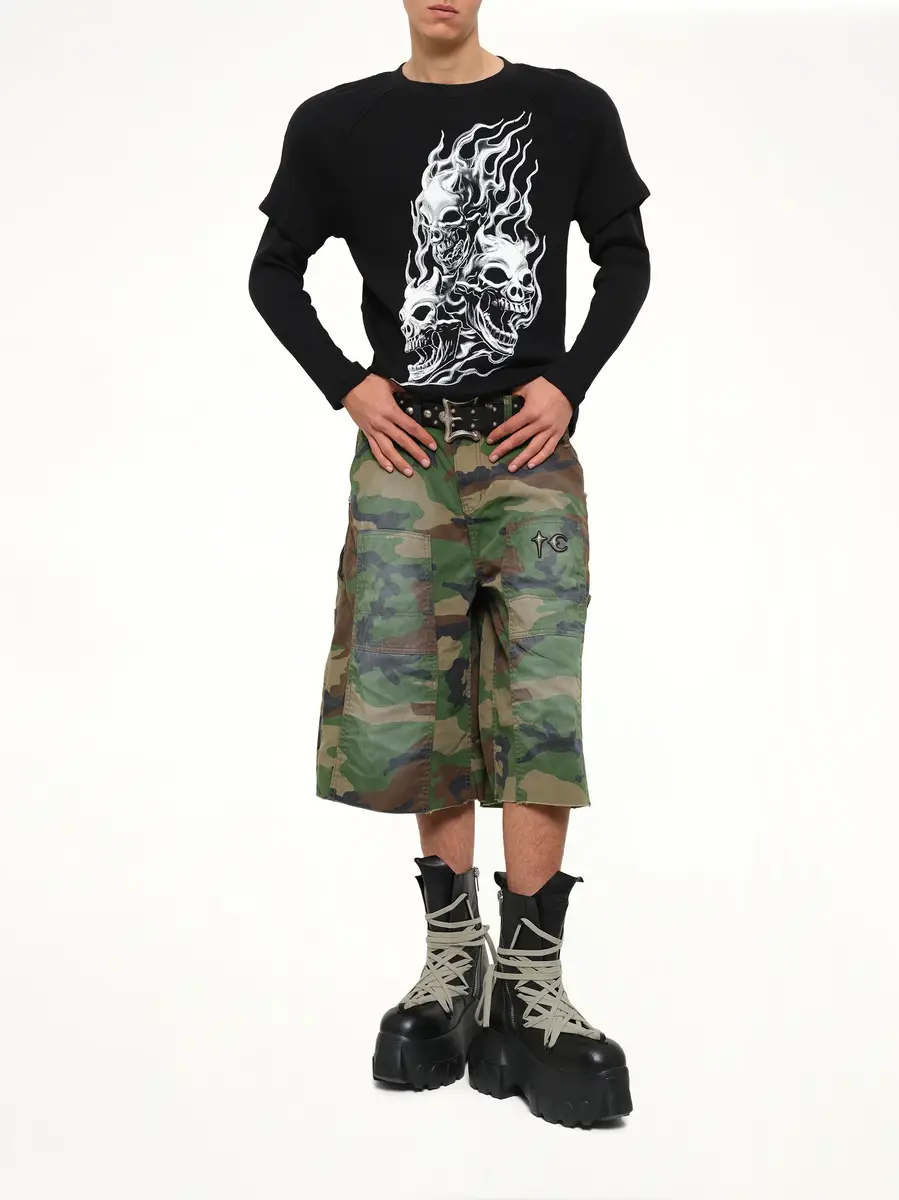 THUG CLUB Bulk Shoulder Three Riding Skull Layered T-shirt | Thumbnail 4 THUG CLUB Bulk Shoulder Three Riding Skull Layered T-shirt | Thumbnail 4