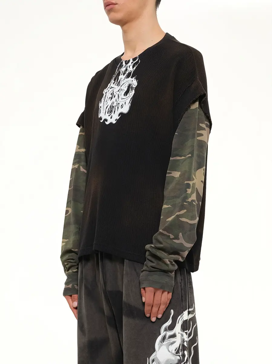 THUG CLUB TC Hellfire Layered T-shirt in Camo/black | Thumbnail 3 THUG CLUB TC Hellfire Layered T-shirt in Camo/black | Thumbnail 3