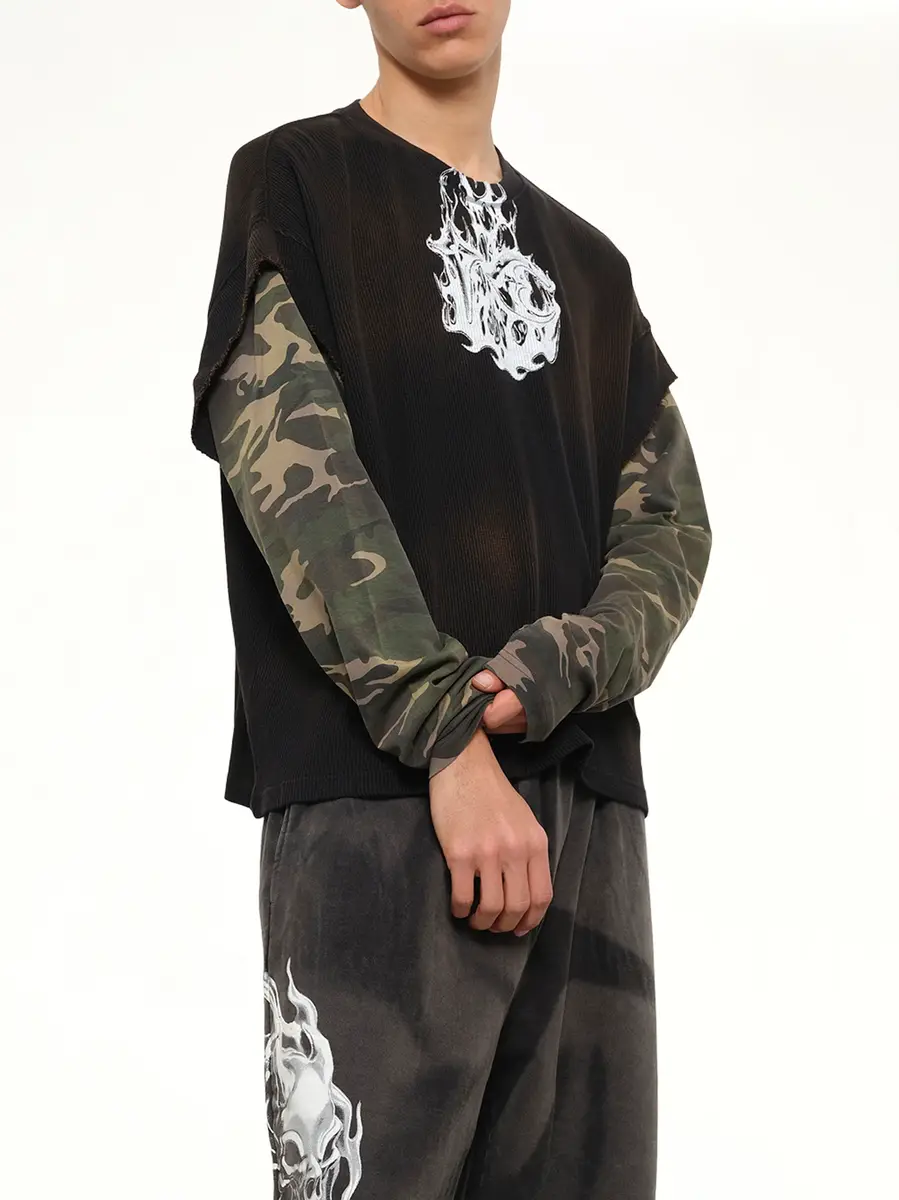 THUG CLUB TC Hellfire Layered T-shirt in Camo/black | Thumbnail 6 THUG CLUB TC Hellfire Layered T-shirt in Camo/black | Thumbnail 6