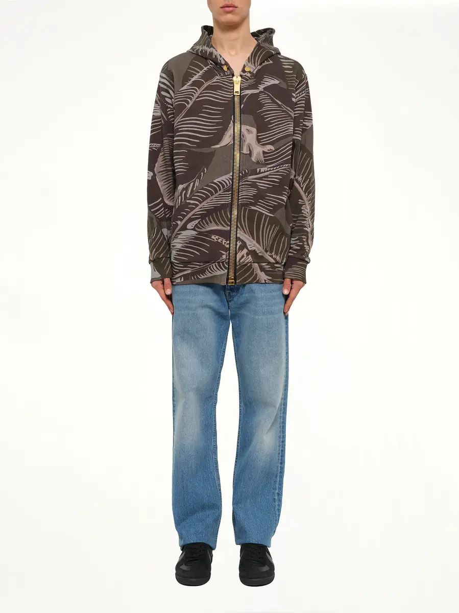 Palm Angels Banana Leaves Zip Hoodie in Multicolor | Thumbnail 2