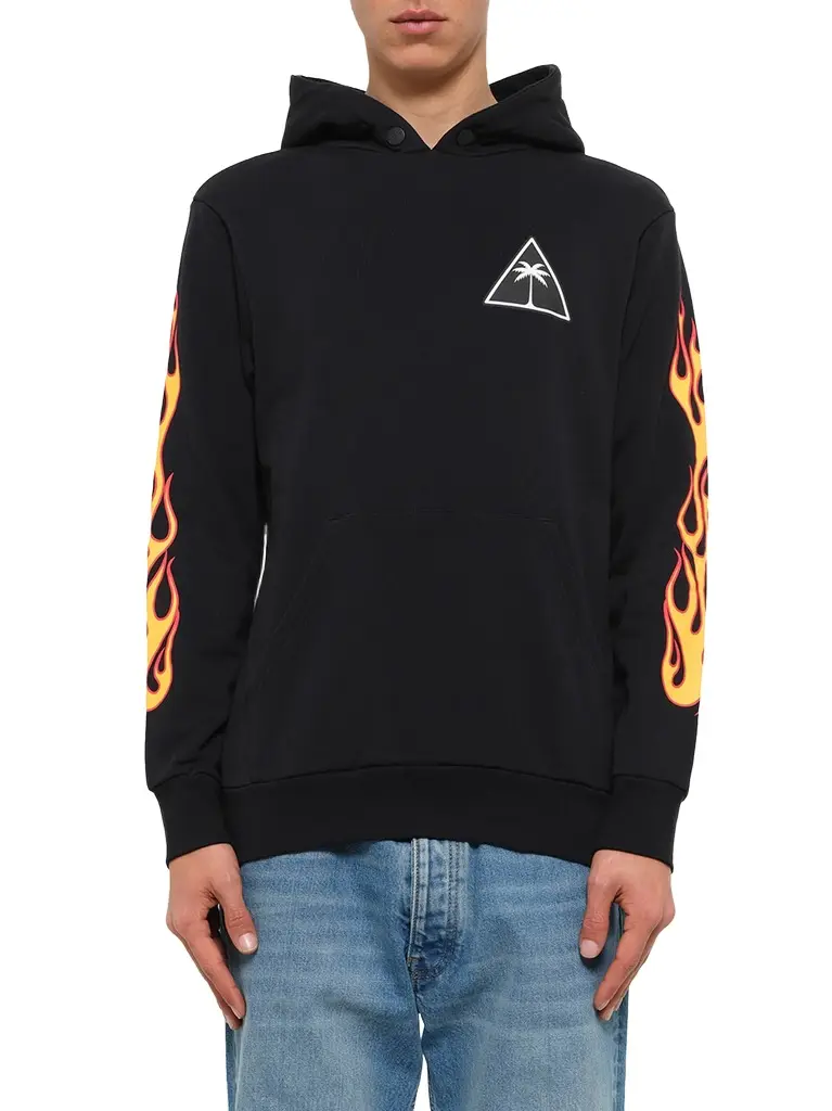 Palm Angels Printed Palms And Flames Hoodie