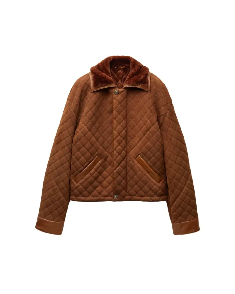 Versace Suede & Shearling Quilted Blouson