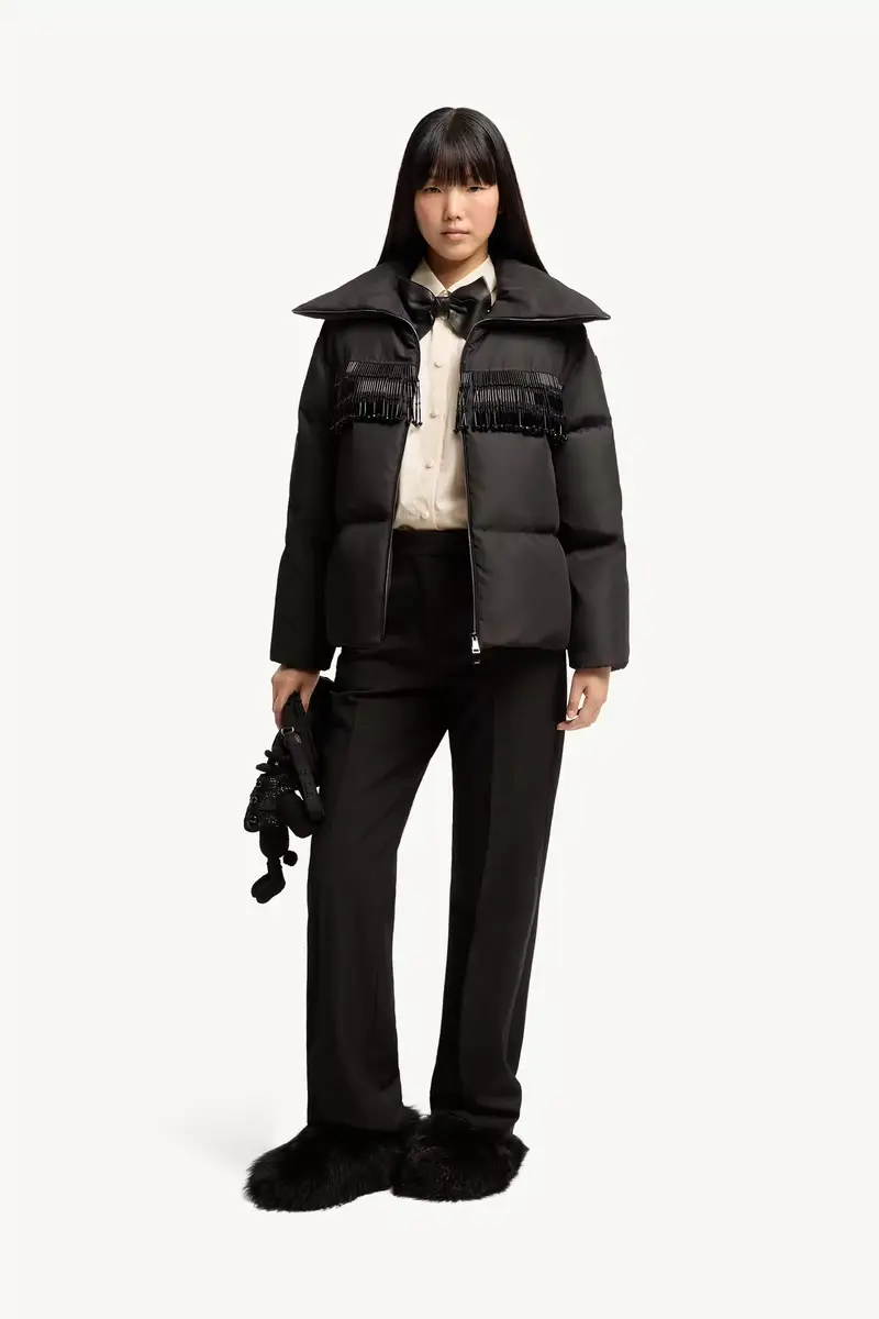 Moncler Manchot Beaded-trim Mid-length Down Jacket | Thumbnail 3 Moncler Manchot Beaded-trim Mid-length Down Jacket | Thumbnail 3