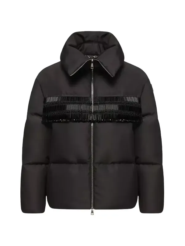 Moncler Manchot Beaded-trim Mid-length Down Jacket