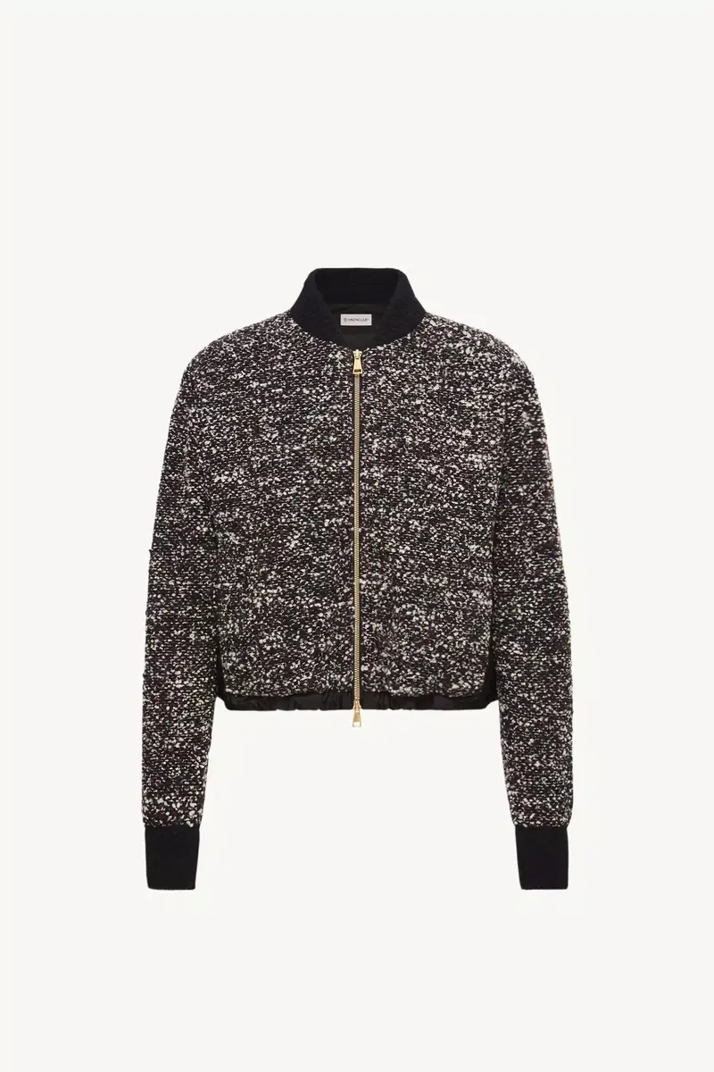Moncler Leather Logo Zip-up Padded Cardigan | Thumbnail 2 Moncler Leather Logo Zip-up Padded Cardigan | Thumbnail 2